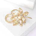 Layered Pearl Floral Brooch in Gold or Silver Tone Crystals view 3
