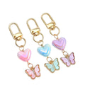 Ombre Heart Bead Keychain with Butterfly Flower or Pearl Charm view 5
