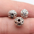 9.7x9.7x7.4mm 2g Multicolor Zinc Alloy Small Ring Texture Round Loose Metal Beads for Bracelet DIY Jewelry