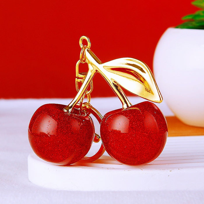 Large Glitter Jelly Cherry Keychains in Five Colors plus Assorted Option