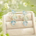Three Pastel Color Flower Cascade Long Stud Earrings view 7