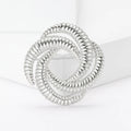 Textured Interlocking Loop Brooch in Silver or Gold view 2