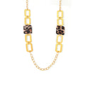 Leopard Acrylic Square Gold Open Link Sweater Necklace view 5