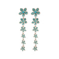 Blue Floral Crystal Long Drop Earrings For Distinctive Statement Styling view 5