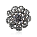 Black Openwork Rhinestone Flower Brooch Decorative Lapel Pin view 1