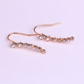 Curved Clear Look Star Row Hook Earrings in Two Finishes view 4