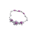 Silver Pink Crystal Flower Rings Bracelets Earrings view 5