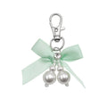Pearl Bow Keychain Silver Clasp Satin Ribbon Ten Colors view 12