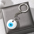 Silver Tone Round Glass Evil Eye Split Ring Keychains in Seven Colors view 11