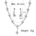 Black Silver Tone Flower Crystal Metal Necklace Statement Jewelry view 5