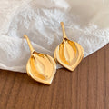 Open Leaf Dangle Stud Earrings in Gold and Silver Tone view 6
