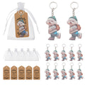 Acrylic Puppy Dog Keychain Teal Beanie Backpack Charm view 1