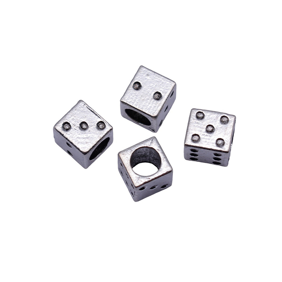 7.5x6.9x6.9mm 1.3g Antique Silver Tone Zinc Alloy Dice Large Hole Beads for DIY Bracelet Jewelry