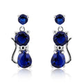 Silver Tone Cat Dangle Earrings Colored Stones 9 Colors view 11