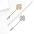 Long Four Leaf Clover Stick Pin In Silver Or Gold Tone view 2