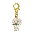 Enamel Tulip Bouquet Keychain Gold Clasp Red Or Pink view 7