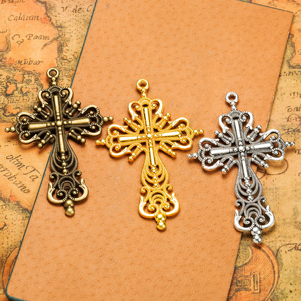 63x42mm Vintage Vine Cross Alloy Charm Pendant
