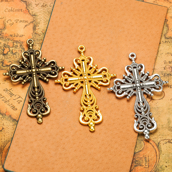 63x42mm Vintage Vine Cross Alloy Charm Pendant