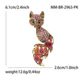 Blue and Purple Crystal Fox Brooch with Leaf Tail for Jackets and Scarves view 5