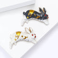 Running Rabbit Brooch With Gold Moon and Star Enamel Details view 2