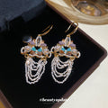 Crystal Beaded Chandelier Chain Fringe Hook Earrings view 4