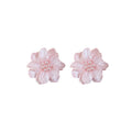 Pink Layered Flower Blossom Statement Stud Earrings view 5