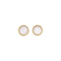 Gold Tone Mother of Pearl Stud Earrings in Round and Square Shapes view 5