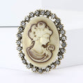 Vintage Cameo Profile Brooch in Gold or Silver Tone Oval Frame view 2