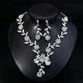 Black Silver Tone Floral Branch Crystal Pearl Look Five Designs Metal Necklace view 1