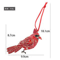 Rhinestone Cardinal Bird Hanging Ornament Red Cord Four Styles view 3