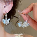 Pastel Flower Hoop Earrings in Blue and Green Cluster Designs view 3