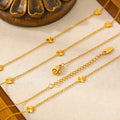 Gold Titanium Steel Flower Station Necklace Delicate Chain view 4