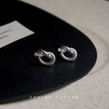 Silver Tone Rope Knot Metal Stud Earrings Polished Finish view 3