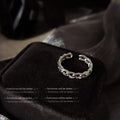 Silver Tone Interlocking Chain Link Open Adjustable Ring For Women view 6