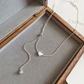 Silver Tone Heart Y Drop Necklace with Delicate Chain view 6