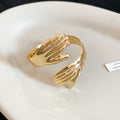 Sculpted Hands Open Cuff Bracelet Gold Silver Metal view 7
