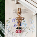Gold Bow Cherry Bead Keychains Lobster Clasp Five Colors view 5