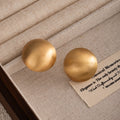 Brushed Gold Tone Oversized Round Disc Statement Stud Earrings view 4