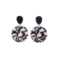 Leopard Print Round Black Top Statement Stud Earrings view 5