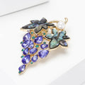 Purple Grape Cluster Brooch with Iridescent Shell Leaves view 3