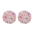 Round Pink Multicolor Crystal Confetti Stud Earrings view 5