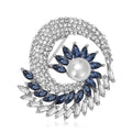 Spiral Crystal Wheat Brooch With Pearl in Gold or Silver Tone view 1