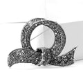 Black Crystal Looped Ribbon Brooch with Textured Details view 2