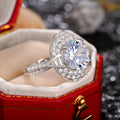 Silver Tone Round Halo Ring With Clear Center Stone view 3
