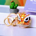 Jeweled Lion Dance Head Keychains with Fortune Loops and Loop Only Options view 7