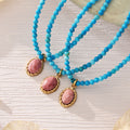 Turquoise Bead Necklaces Pink Stone and Evil Eye Pendant view 4