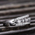 Silver Tone Triple Band Marquise Openwork Ring Sizes 6-10 view 3