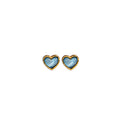 Blue Heart Gold Tone Outline Classic Small Stud Earrings view 5