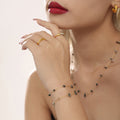 Green Crystal Chip Station Necklace Bracelet Gold Chain view 4