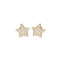 Gold Tone Clear Crystal Pave Star Huggie Hoop Earrings view 5